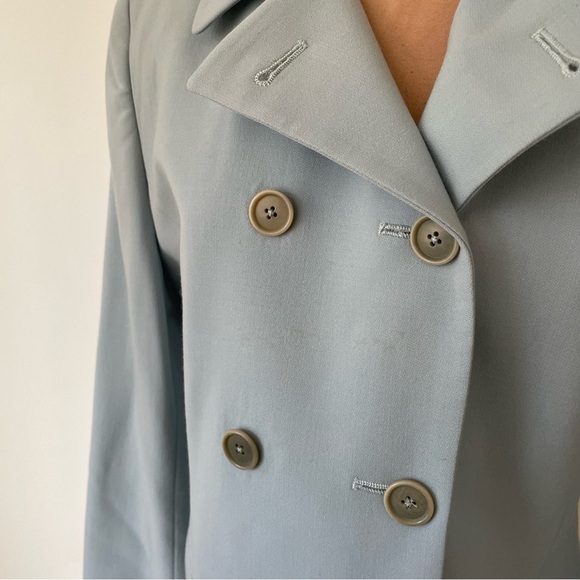 Ralph Lauren Collection Wool Baby Blue Double Breasted Faux Cuff Blazer Size 6 - Picture 10 of 11